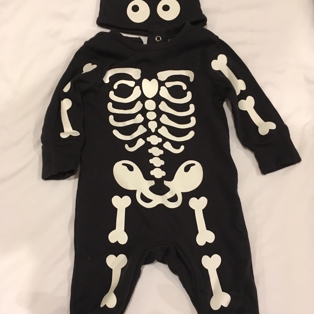 Baby Skeleton Halloween Costume One Piece and Hat
